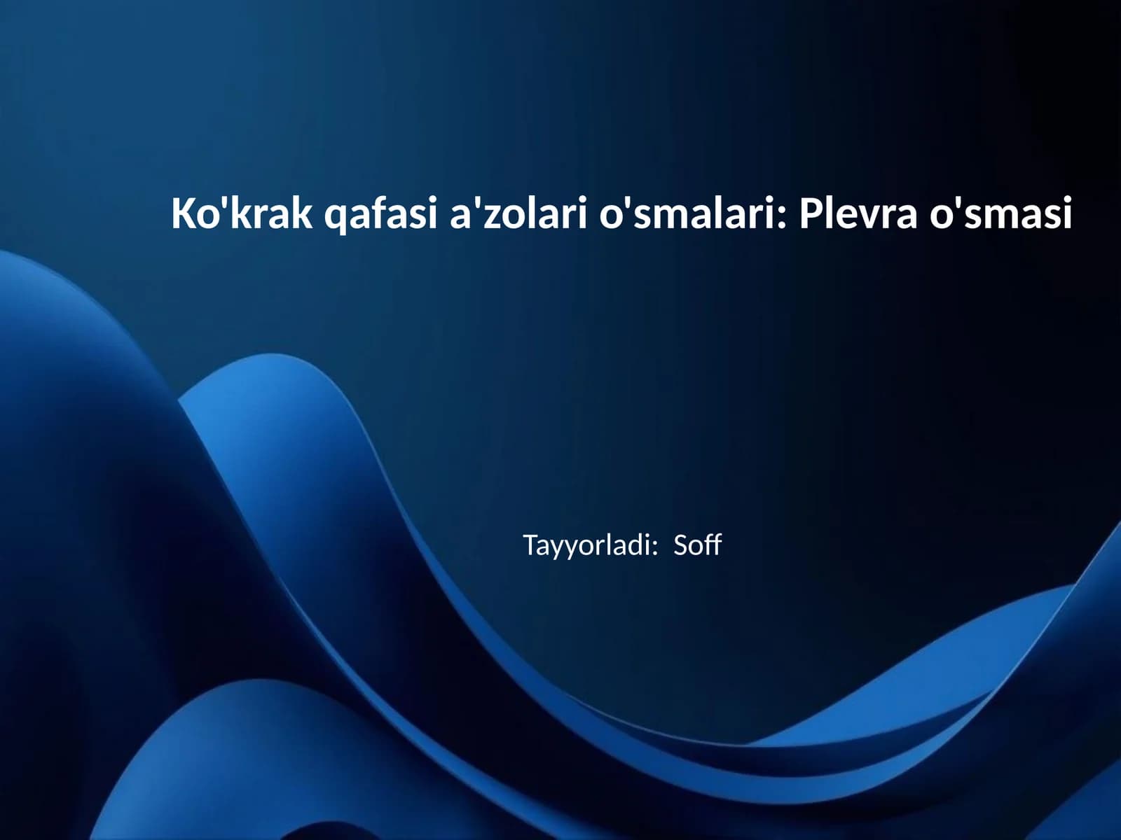 Ko'krak qafasi a'zolari o'smalari: Plevra o'smasi