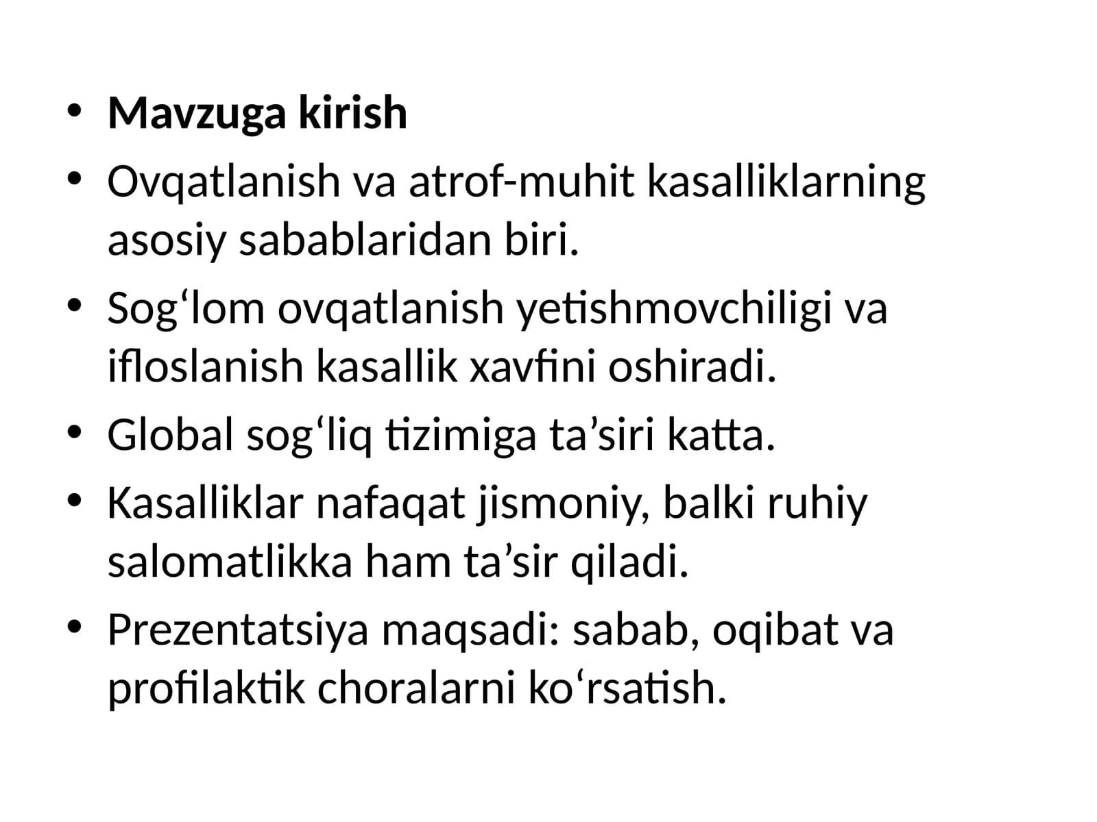 Mavzuga kirish