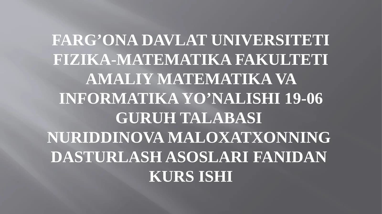MAVZU:C# DASTURLASH TILIDA POLIMORFIZM