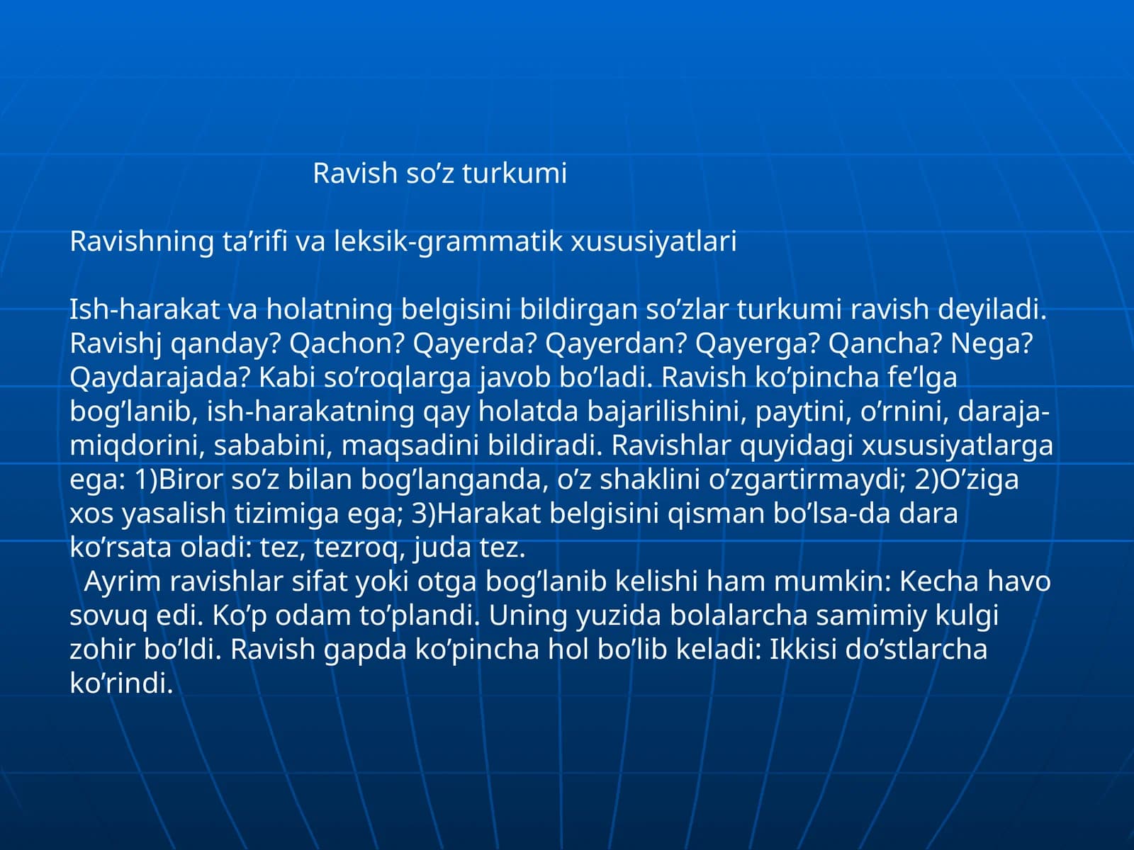 Ravishso’z turkumi