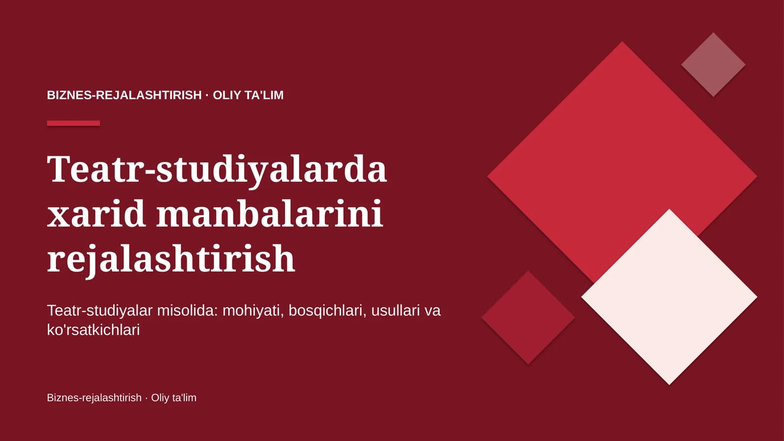 Teatr-studiyalarda xarid manbalarini rejalashtirish