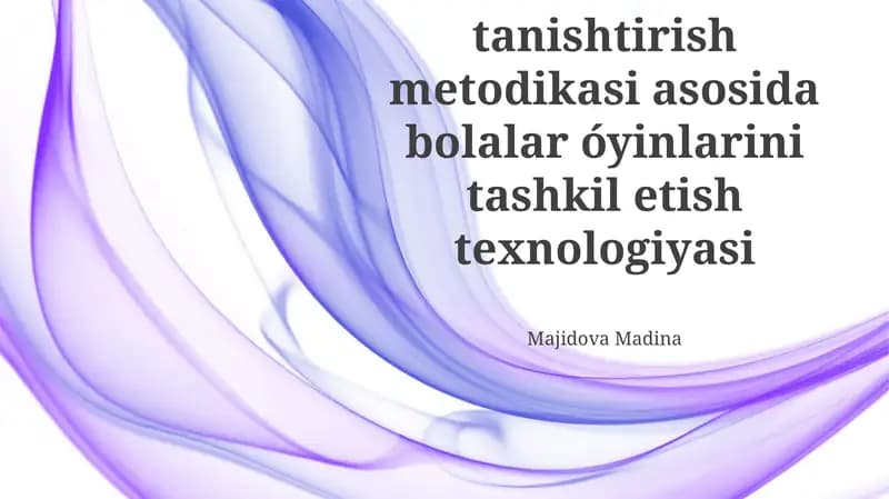 Tabiat bilan tanishtirish metodikasi asosida bolalar oʻyinlarini tashkil etish texnologiyasi