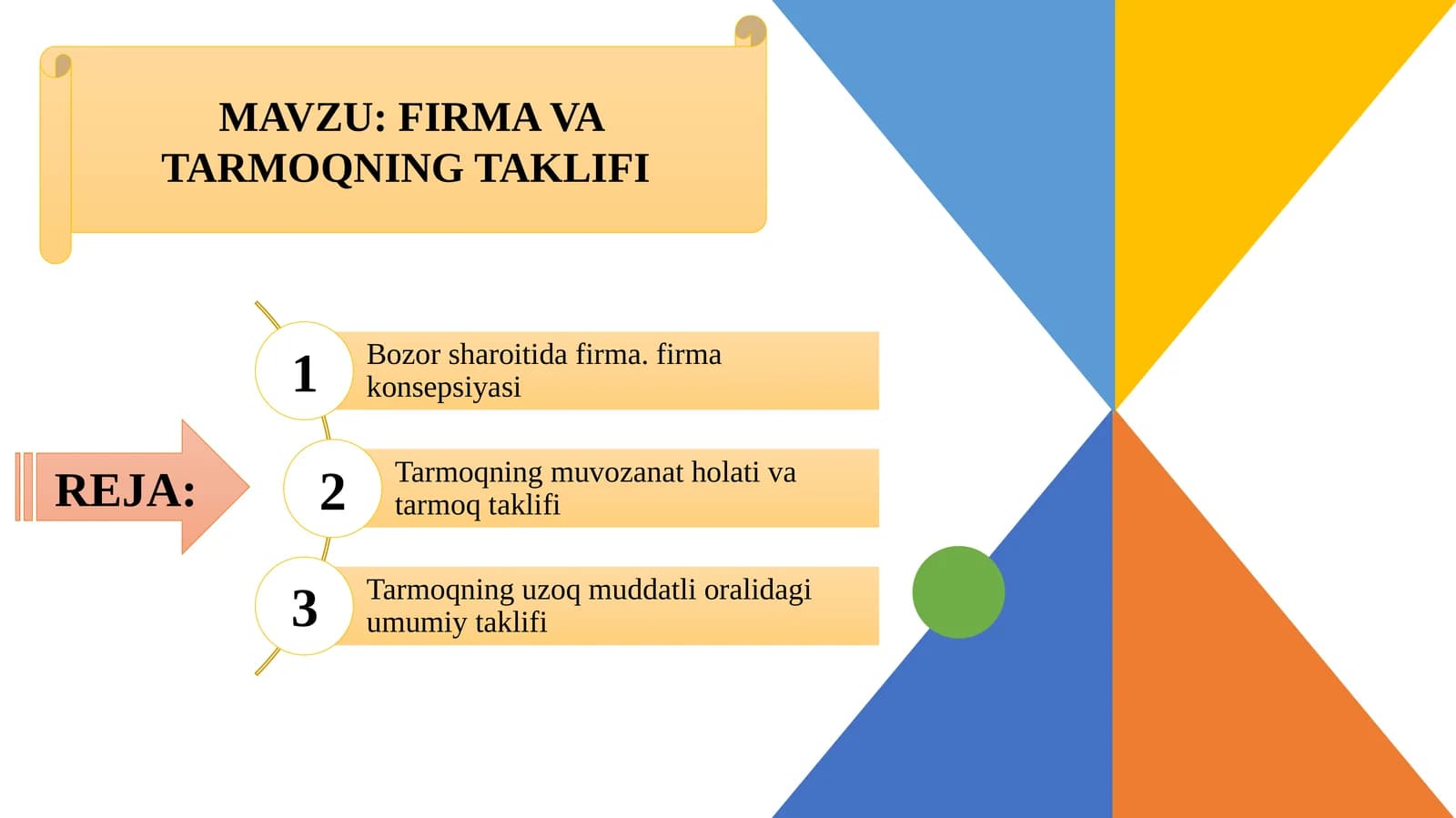 FIRMA VA TARMOQNING TAKLIFI