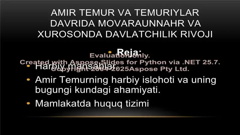 Amir Temur va temuriylar davrida Movaraunnahr va Xurosonda davlatchilik rivoji