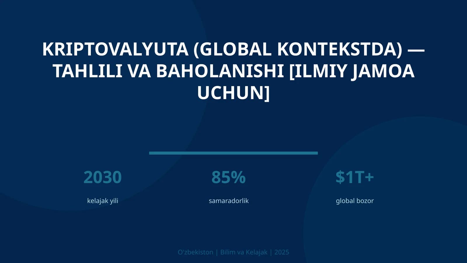 KRIPTOVALYUTA (GLOBAL KONTEKSTDA) — TAHLILI VA BAHOLANISHI [ILMIY JAMOA UCHUN]