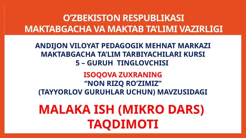 "NON RIZQ RO’ZIMIZ"