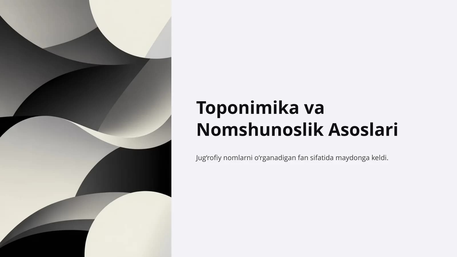 Toponimika va Nomshunoslik Asoslari