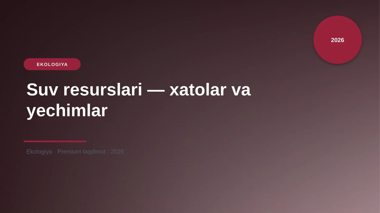 Suv resurslari — xatolar va yechimlar