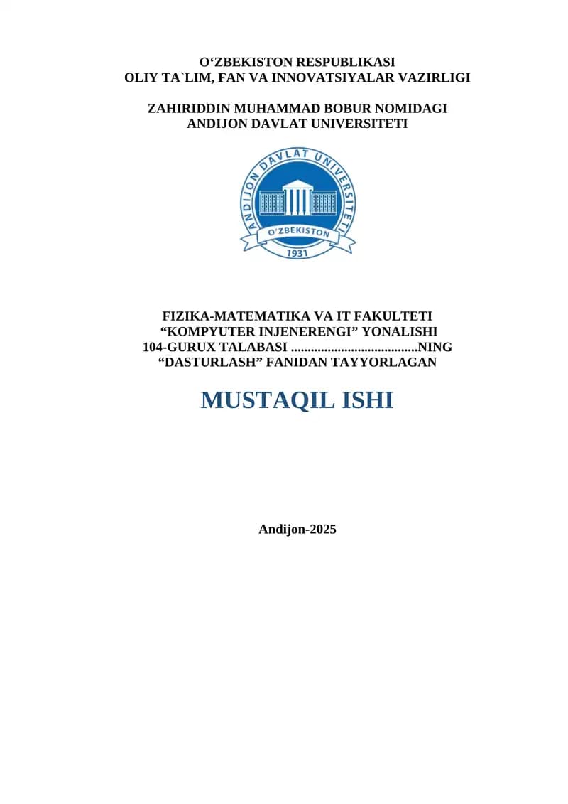 Dasturlashga kirish