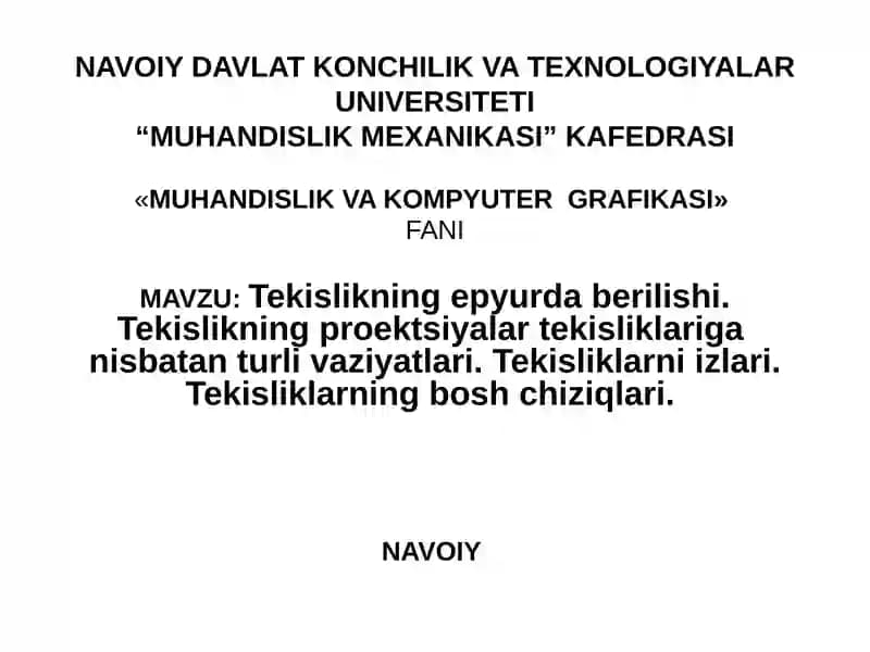 Tekislikning epyurda berilishi
