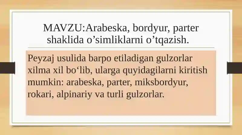 Arabeska, bordyur, partershaklidao’simliklar