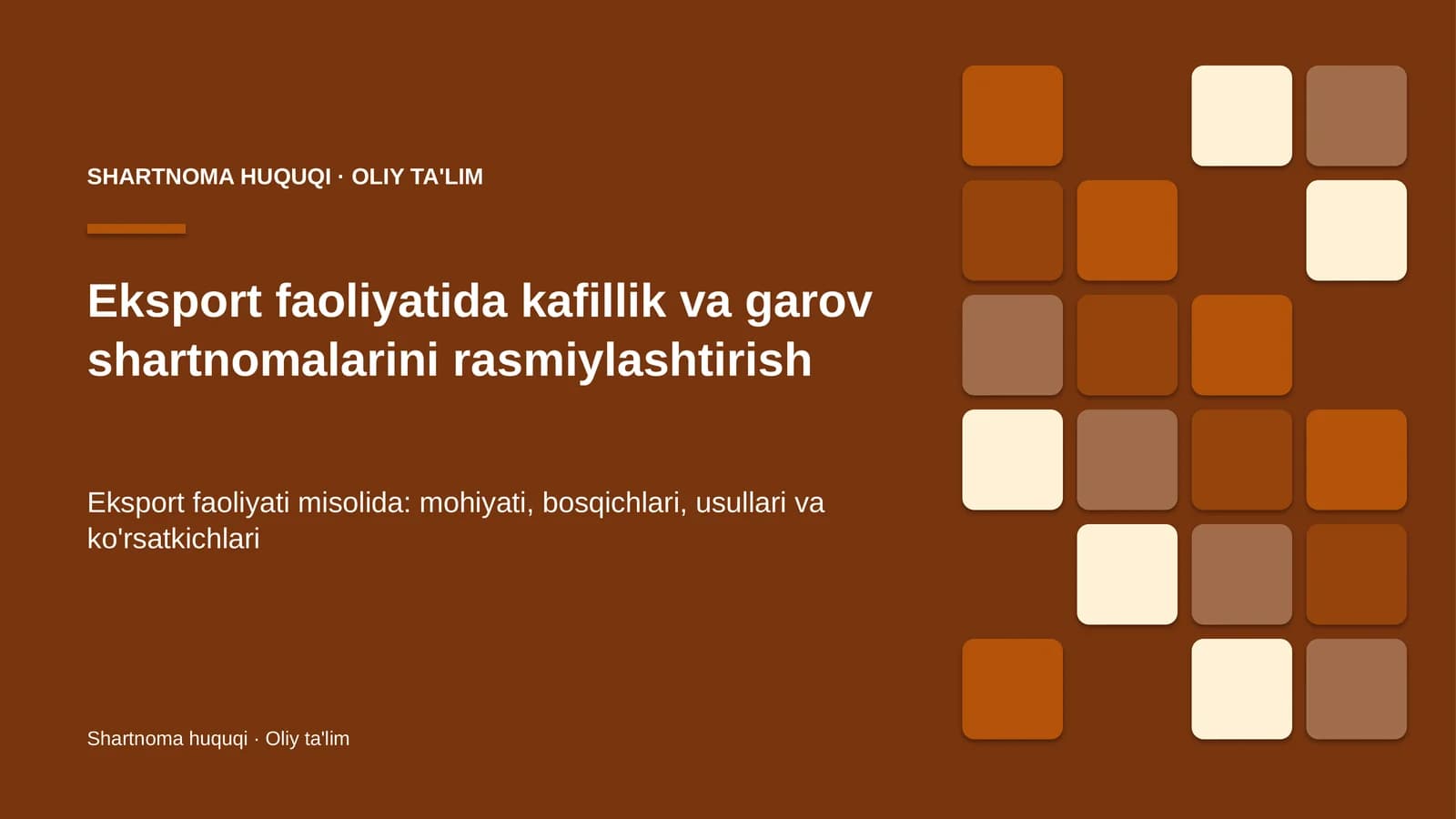 Eksport faoliyatida kafillik va garov shartnomalarini rasmiylashtirish