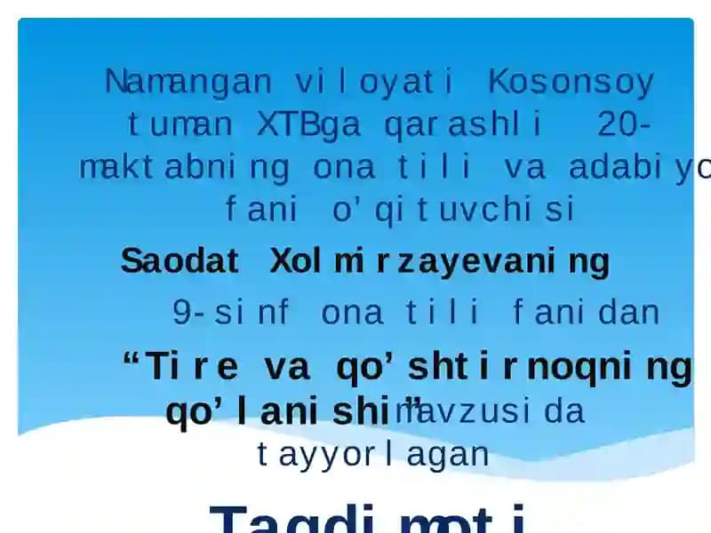 Tire va qo’shtirnoqning qo’lanishi