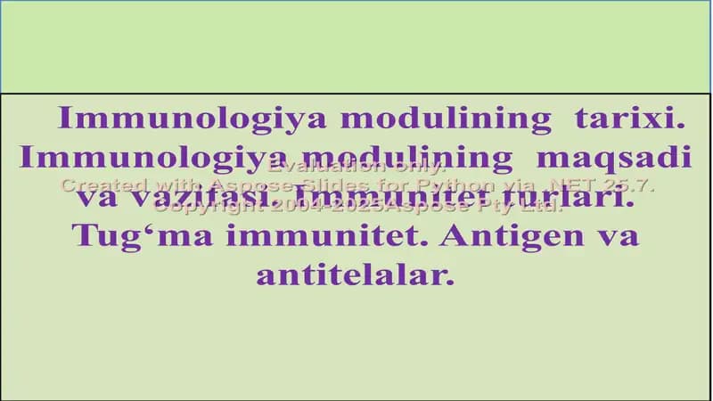 Immunologiya modulining tarixi