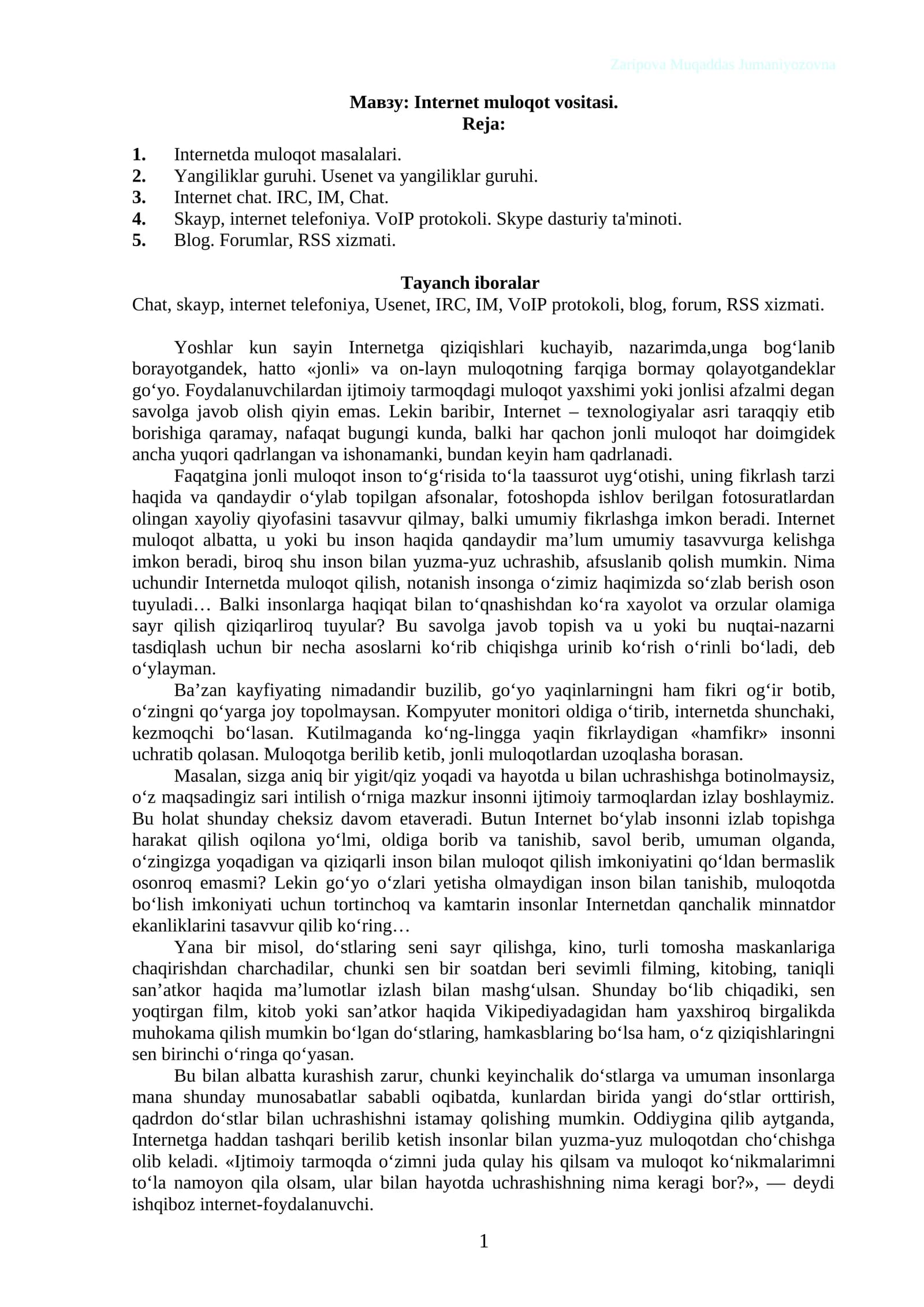 Internet muloqot vositasi