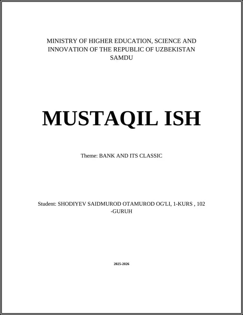 MUSTAQIL ISH - Theme BANK AND ITS CLASSIC