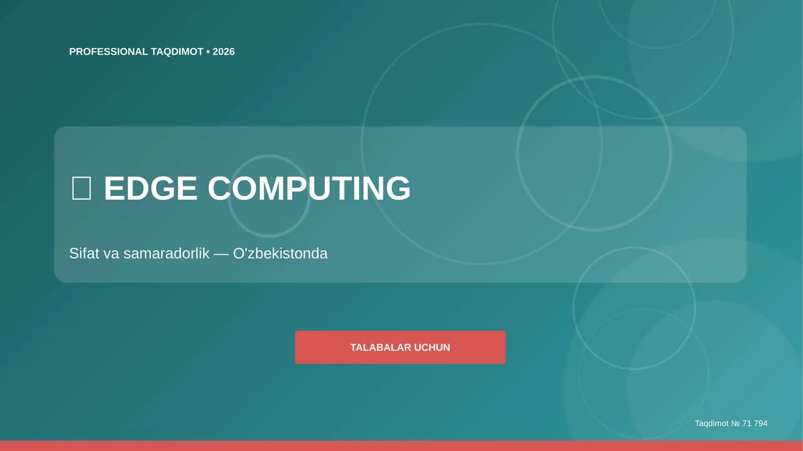 Edge computing: sifat va samaradorlik (O'zbekistonda)