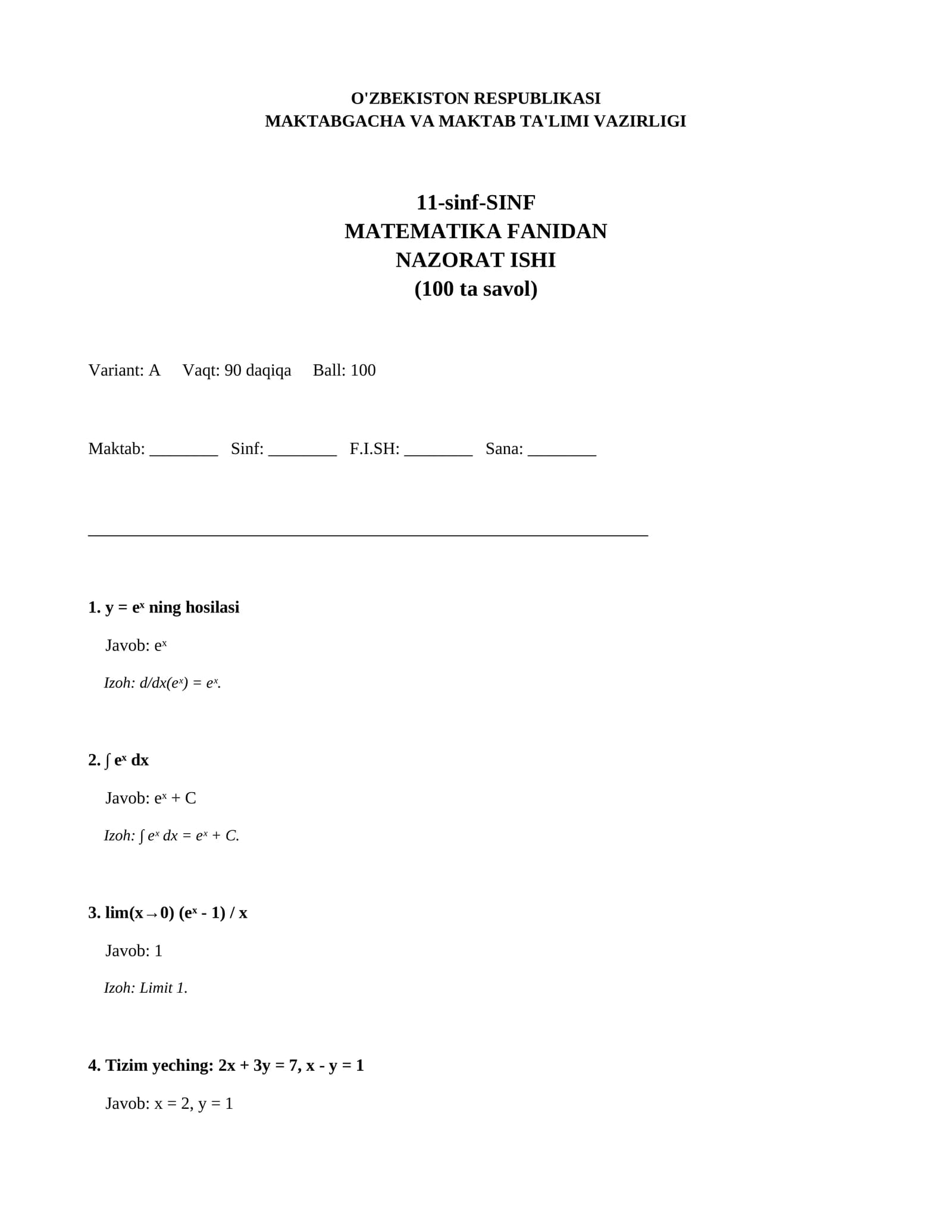 11-sinf-SINF MATEMATIKA FANIDAN NAZORAT ISHI