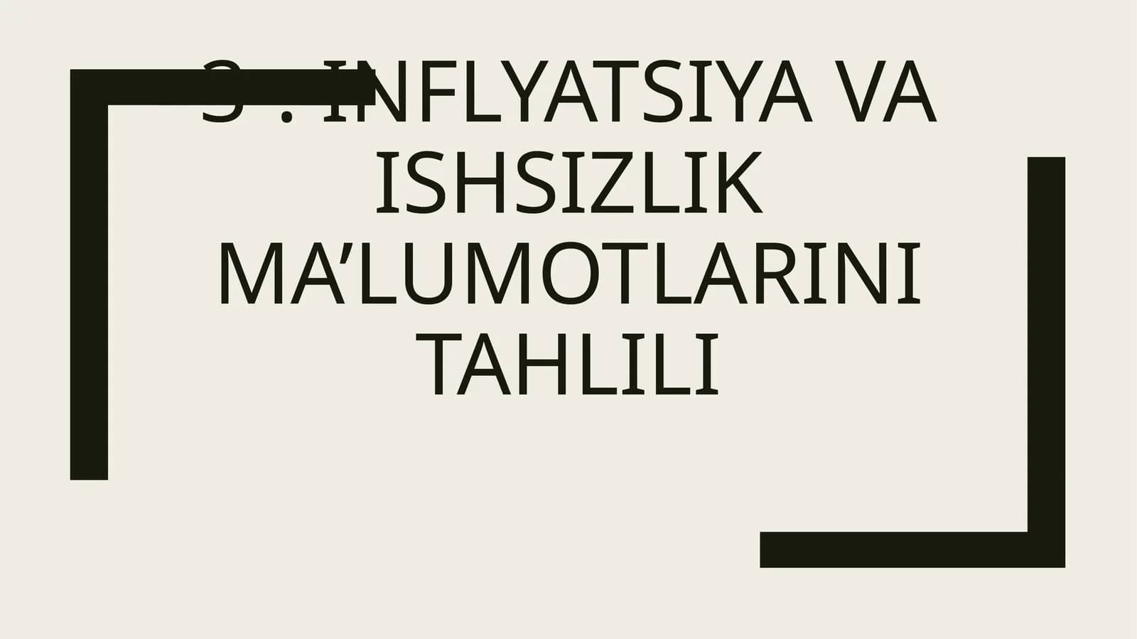 Inflyatsiya va ishsizlik ma’lumotlarini tahlili