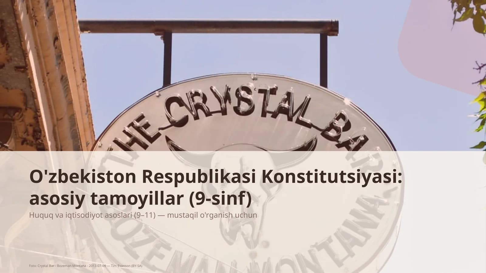 O'zbekiston Respublikasi Konstitutsiyasi: asosiy tamoyillar (9-sinf)