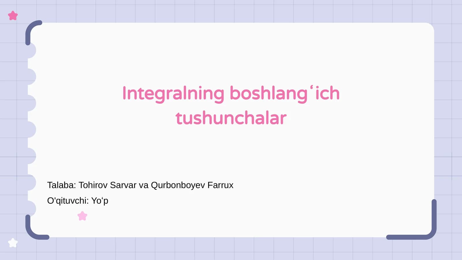 Integralning boshlangʻich tushunchalar