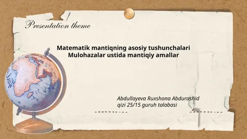 Matematik mantiqning asosiy tushunchalari