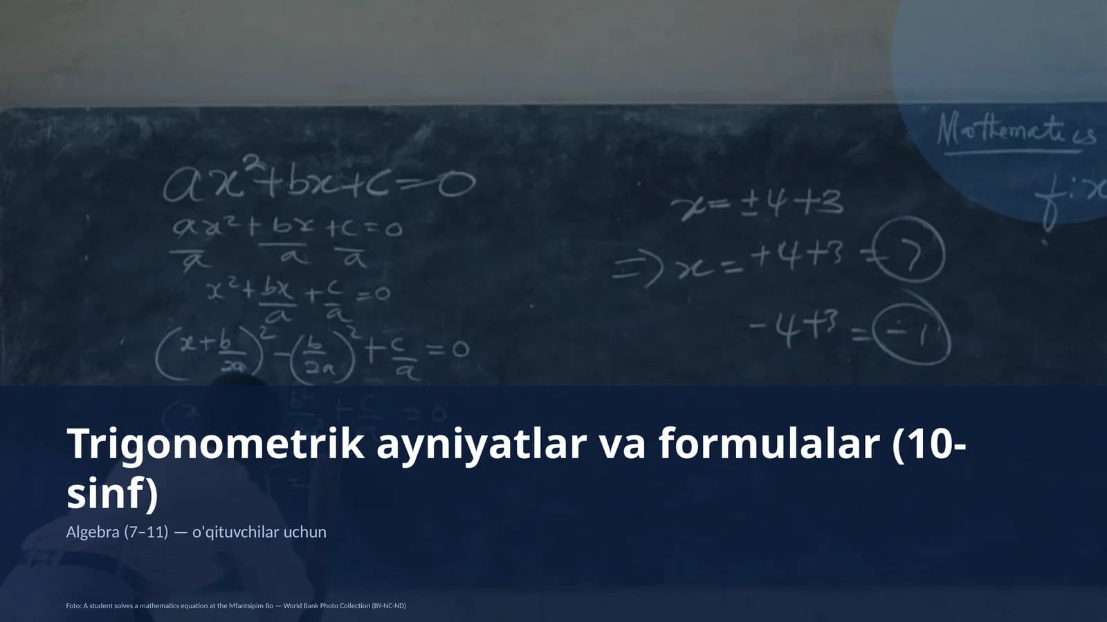 Trigonometrik ayniyatlar va formulalar (10-sinf)