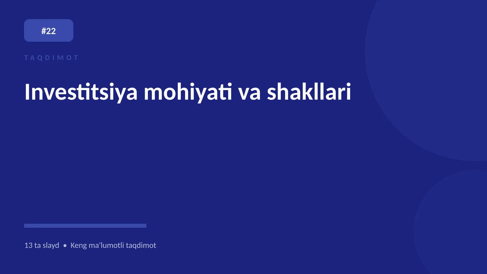 Investitsiya mohiyati va shakllari