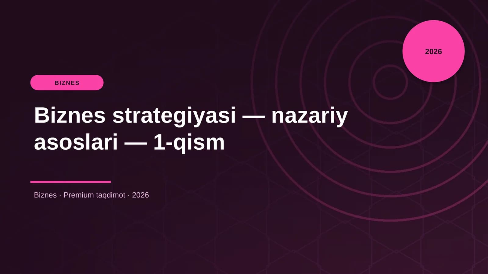 Biznes strategiyasi — nazariy asoslari — 1-qism