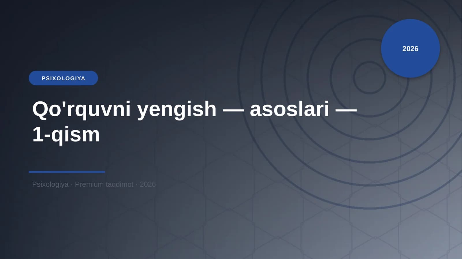 Qo'rquvni yengish — asoslari — 1-qism