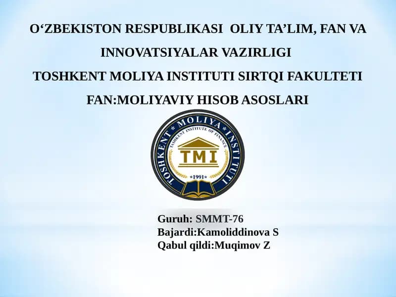 Moliyaviy hisob asoslari