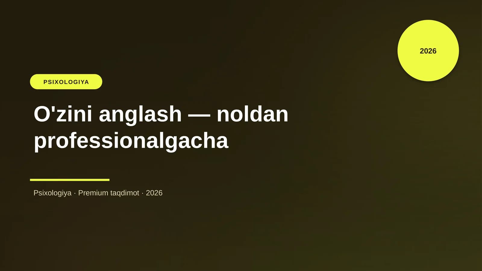O'zini anglash — noldan professionalgacha