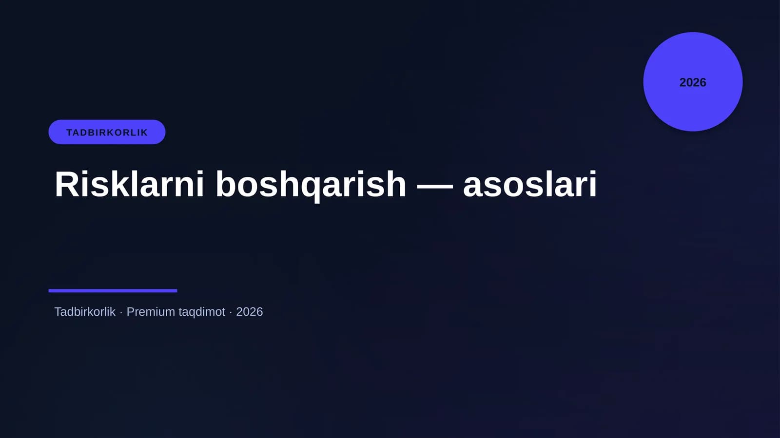Risklarni boshqarish — asoslari