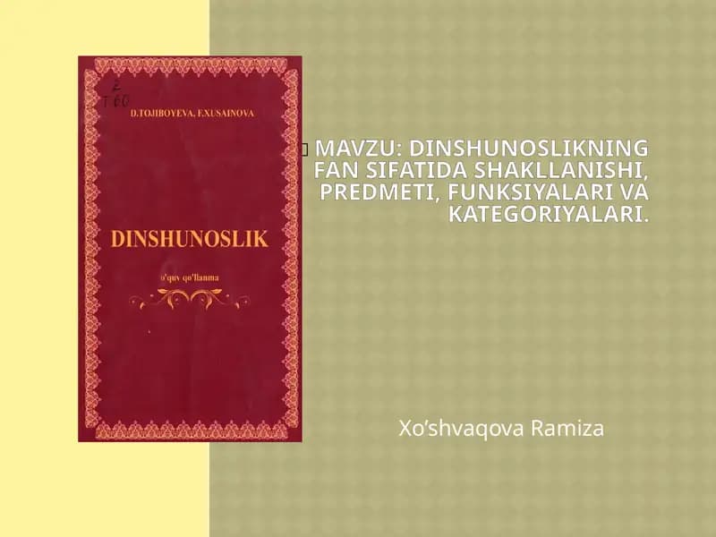 Dinshunoslikning fansifati dashakllanishi