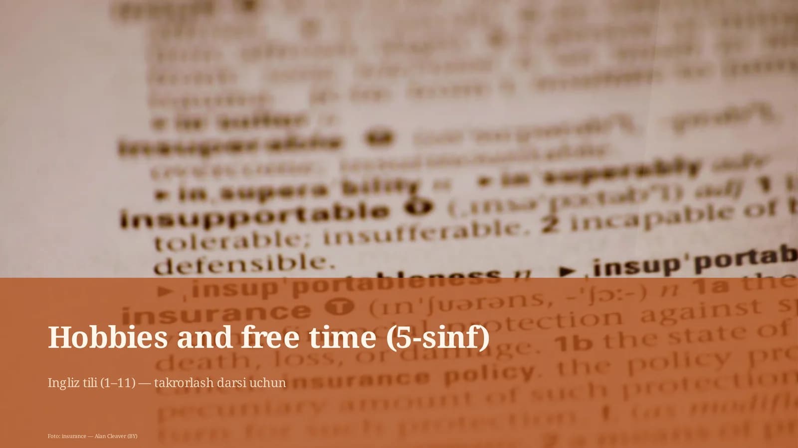 Hobbies and free time (5-sinf)