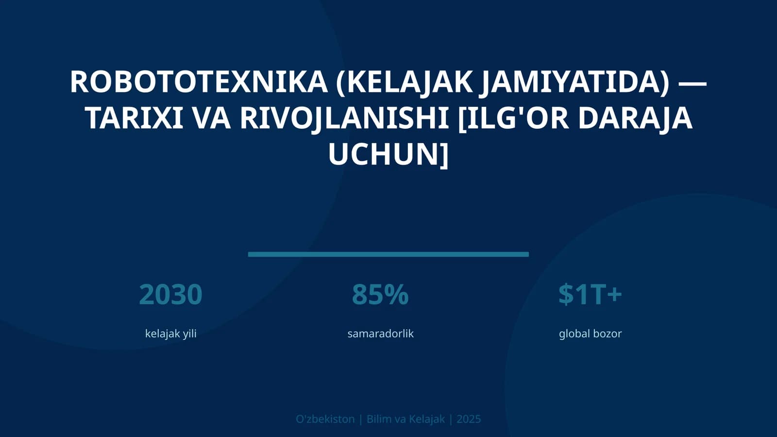 Robototexnika (KELAJAK JAMIYATIDA) — TARIXI VA RIVOJLANISHI [ILG'OR DARAJA UCHUN]