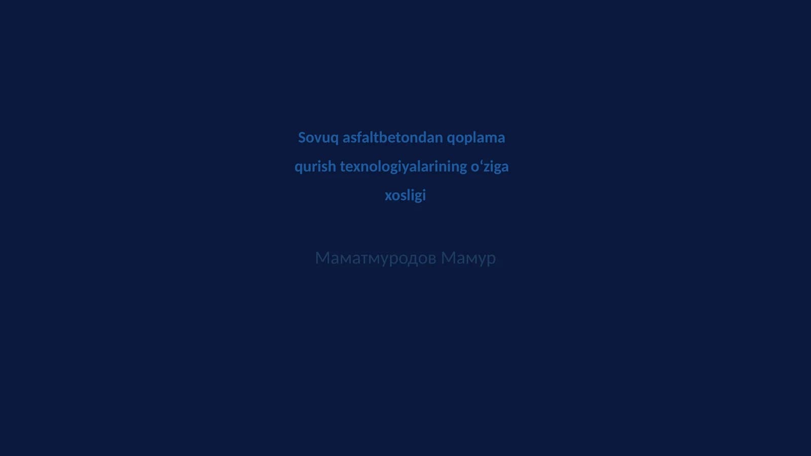 Sovuq asfaltbetondan qoplama qurish texnologiyalarining o‘ziga xosligi