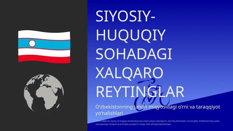 SIYOSIY-HUQUQIY SOHADAGI XALQARO REYTINGLAR