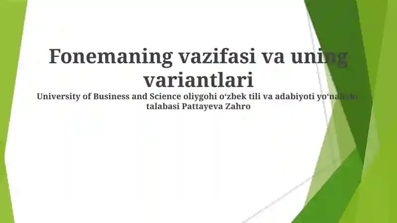 Fonemaning vazifasi va uning variantlari