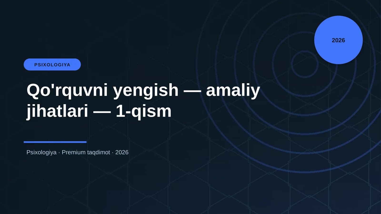 Qo'rquvni yengish — amaliy jihatlari — 1-qism