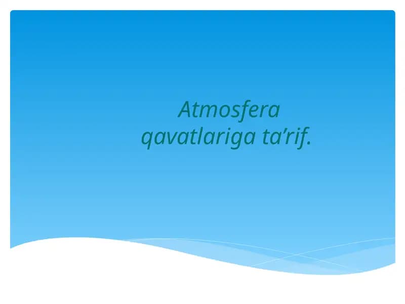 Havoning fizik xossalarining gigienik ahamiyati