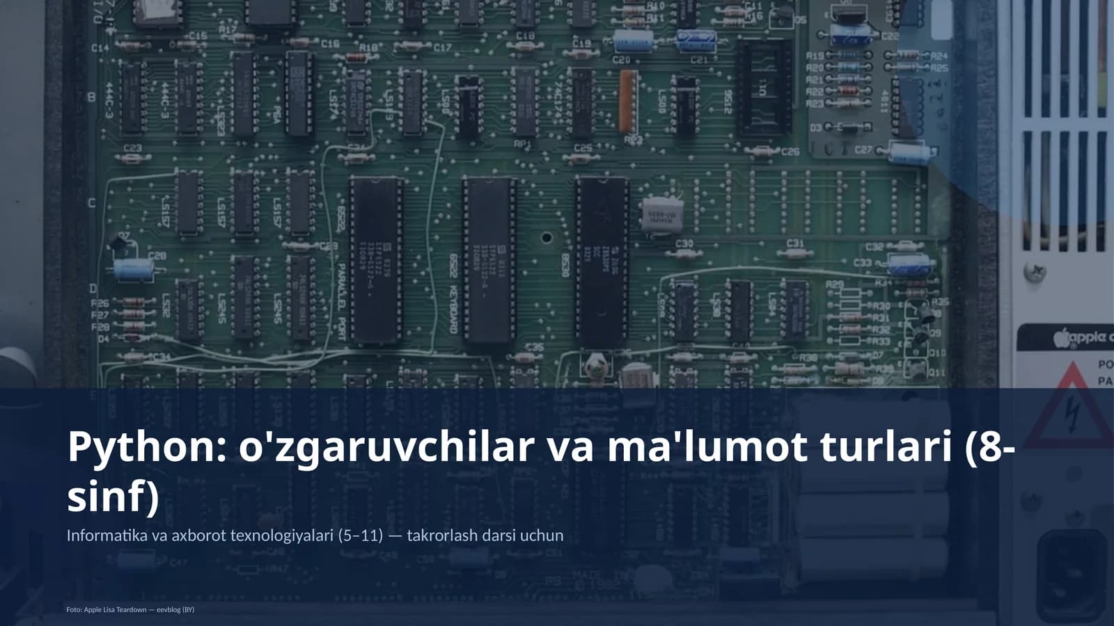 Python: o'zgaruvchilar va ma'lumot turlari (8-sinf)