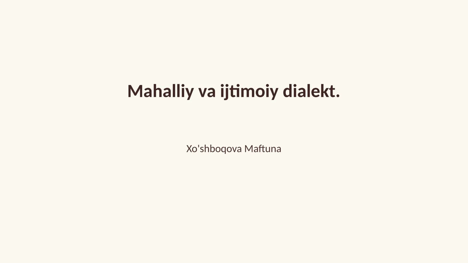 Mahalliy va ijtimoiy dialekt