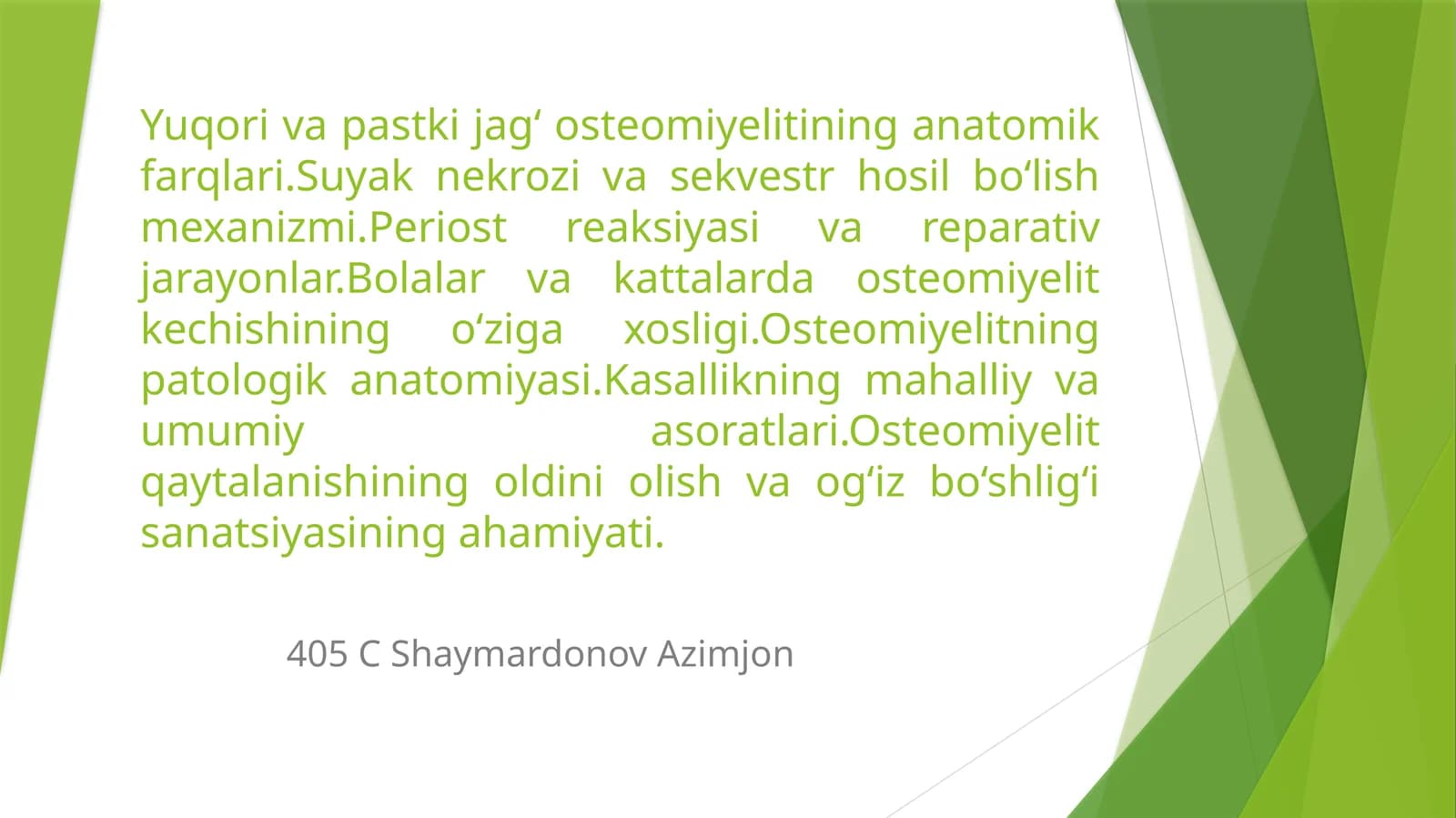 Yuqori va pastki jag'osteomiyeliti