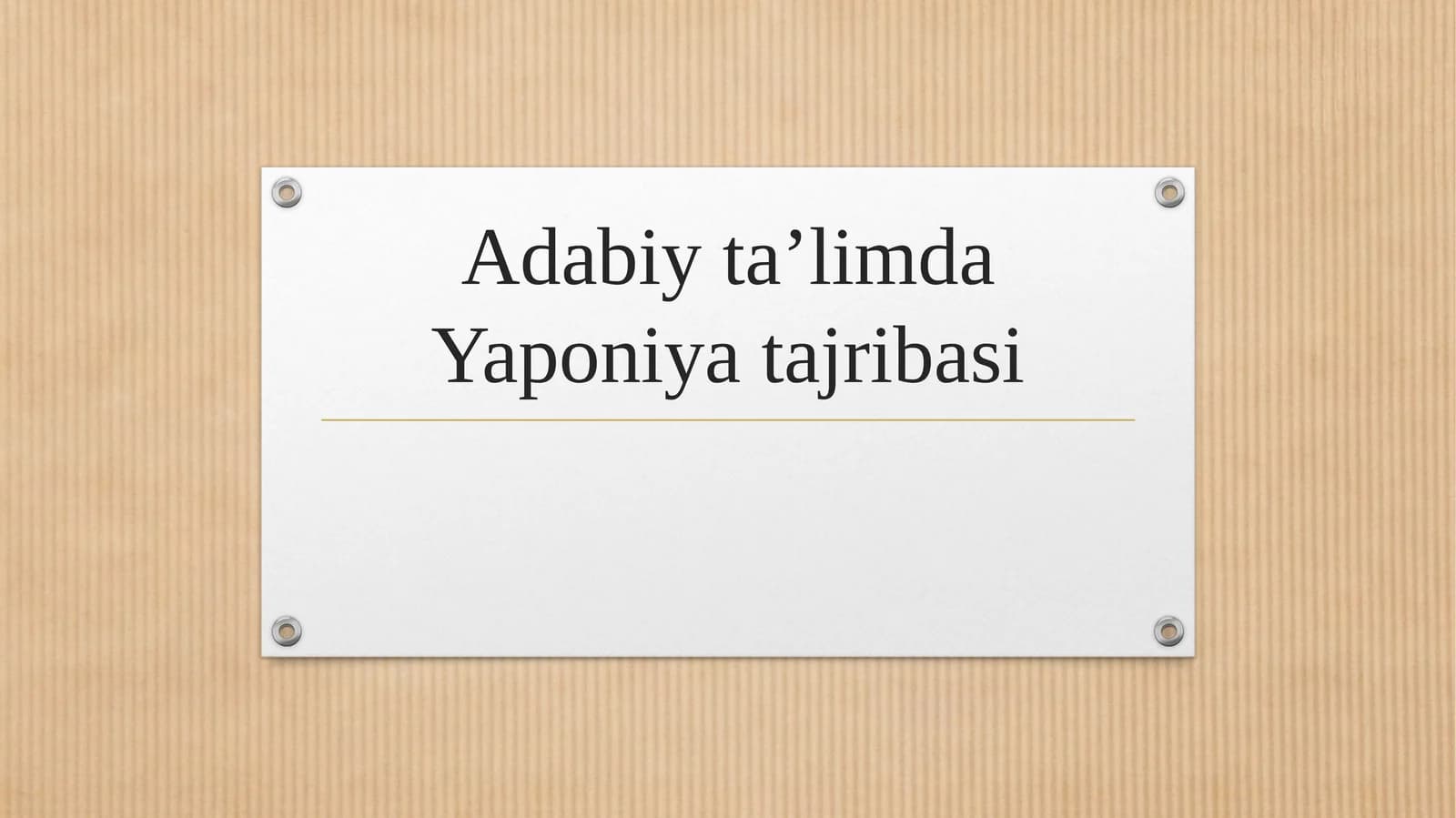 Adabiy ta’limda Yaponiya tajribasi