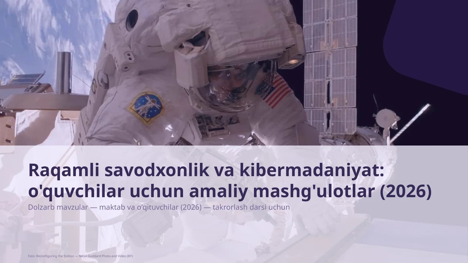 Raqamli savodxonlik va kibermadaniyat: o'quvchilar uchun amaliy mashg'ulotlar (2026)