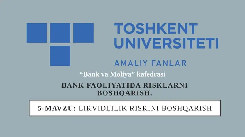 Likvidlilik riskini boshqarish