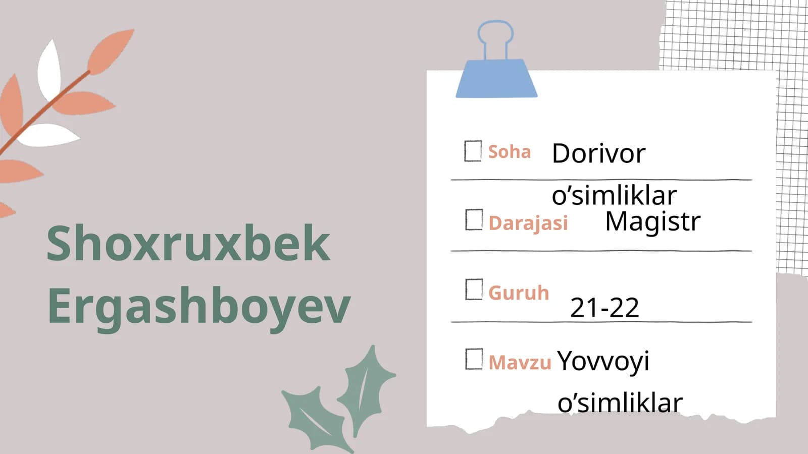 Yovvoyidorivor O’simliklari