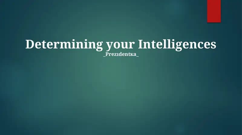 Determining your Intelligences