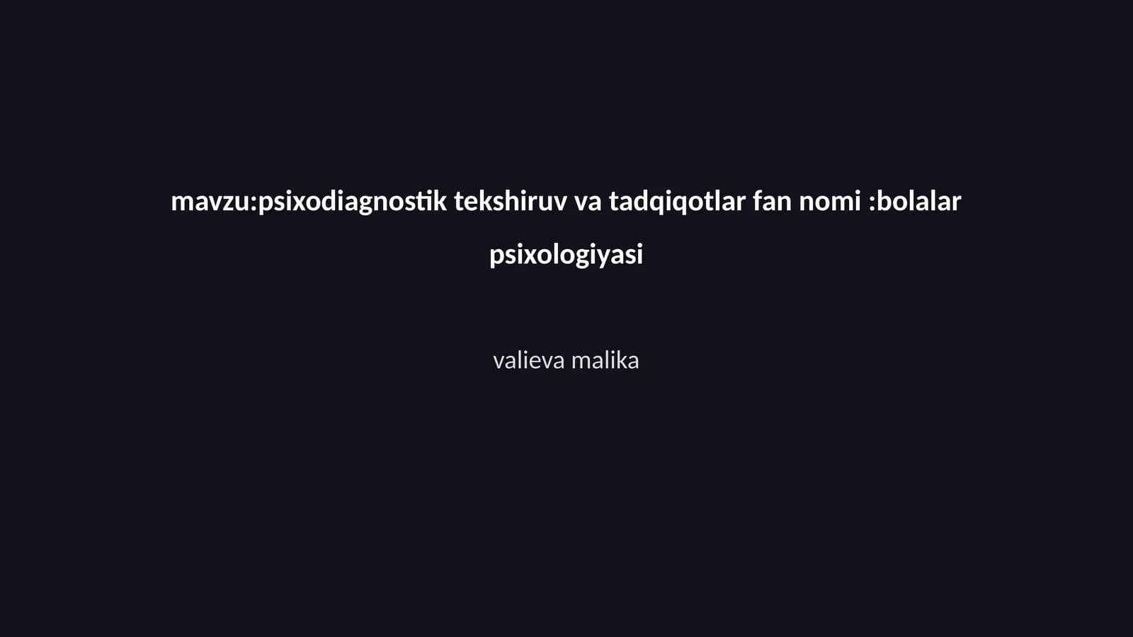 psixodiagnostik tekshiruv va tadqiqotlar